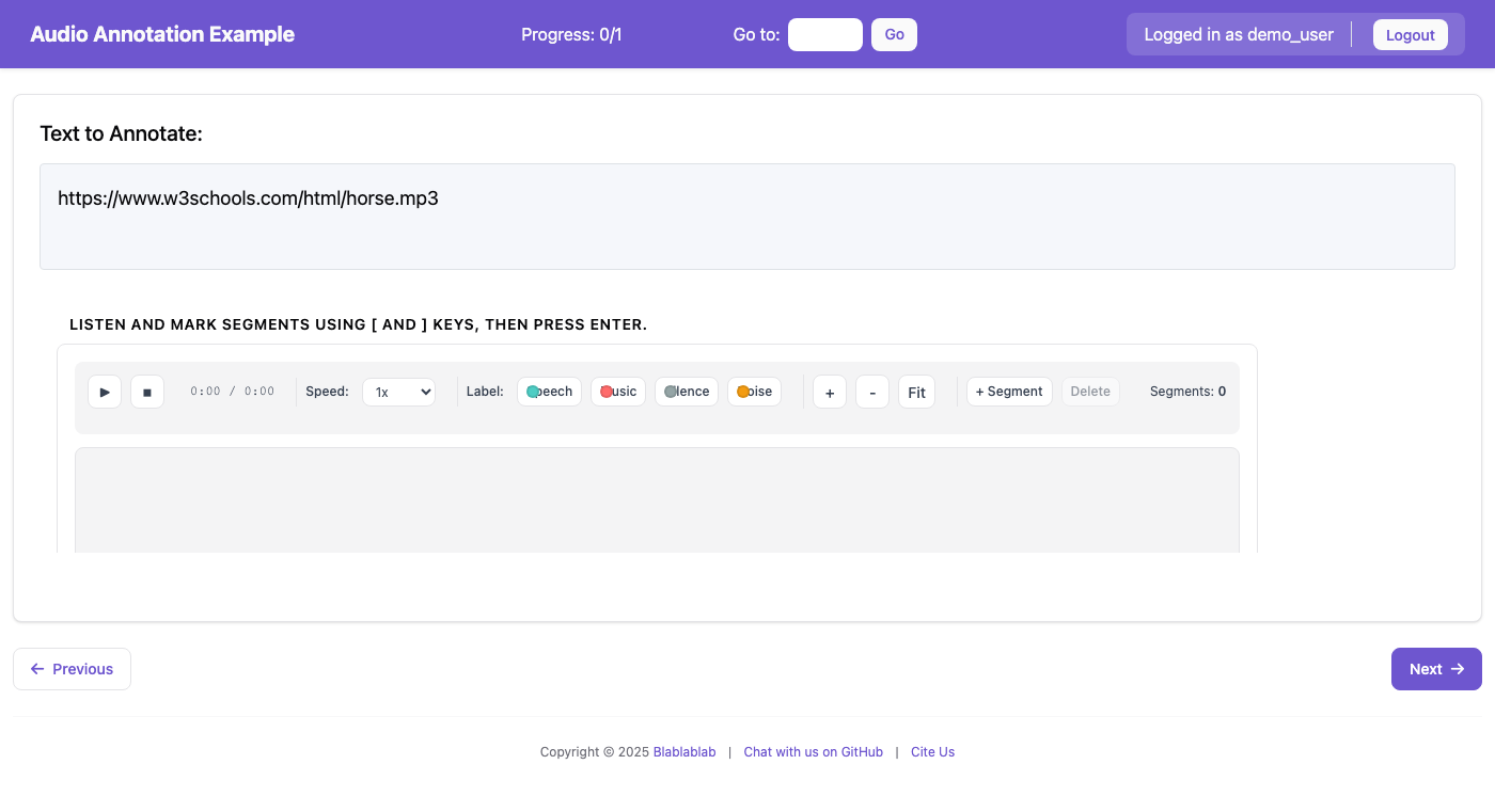 Audio Annotation Interface