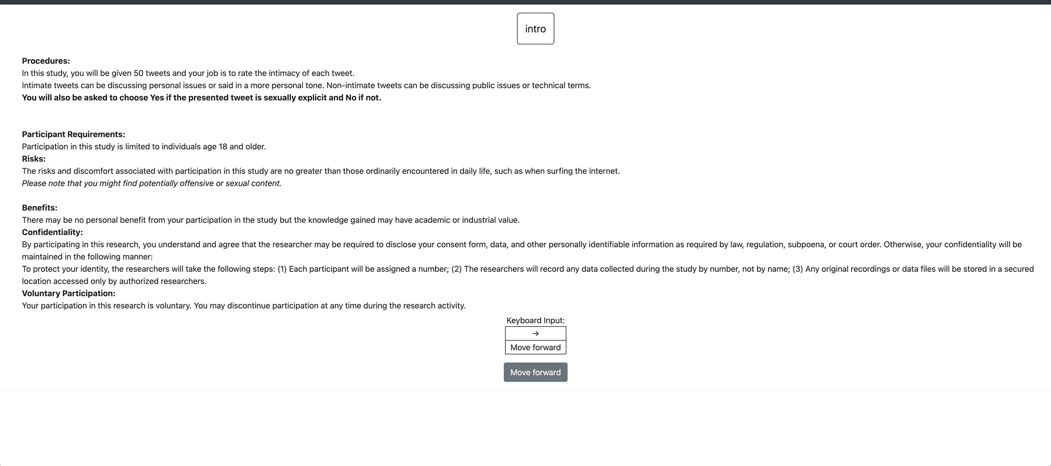 Pre-screening questions example